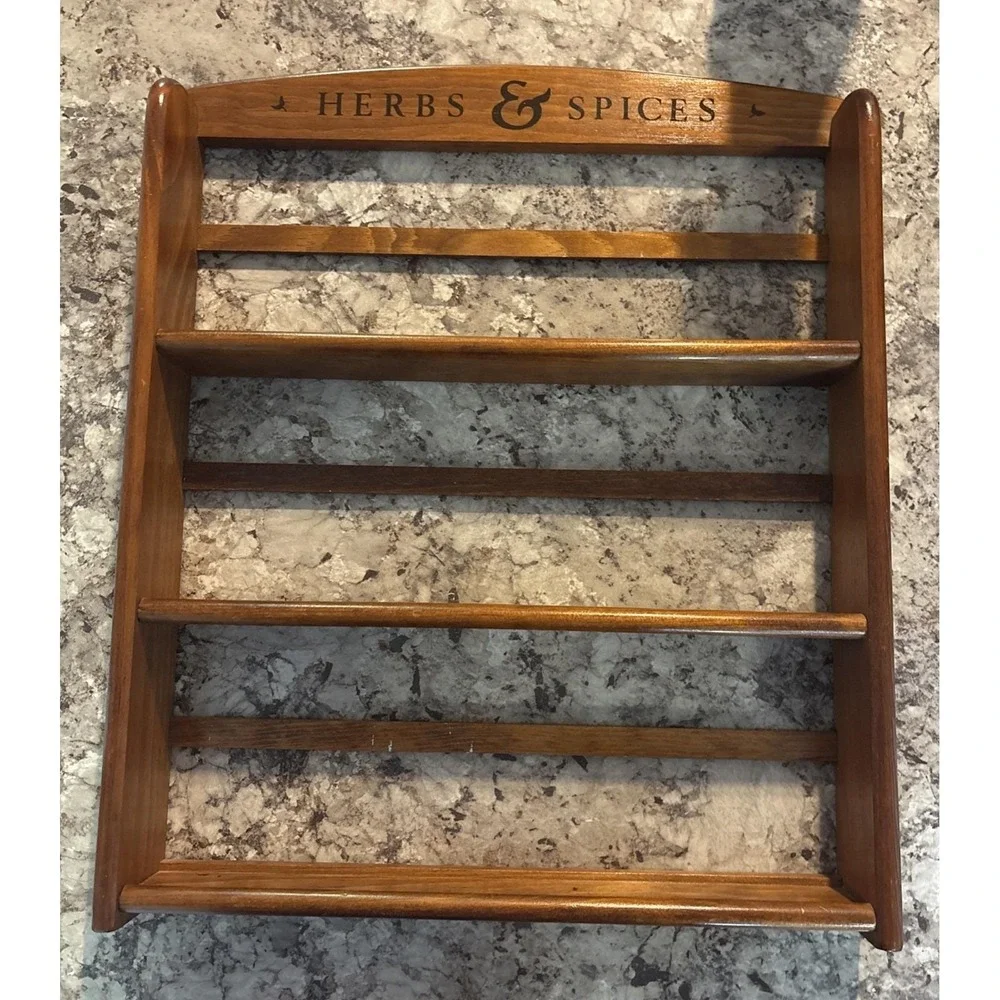 Vintage McCormick Wooden Wall Spice Rack Herbs & Spices Kitchen 3 Tier Shelf